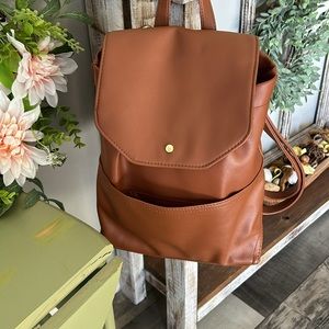 Caramel backpack w/ wallet front compartment